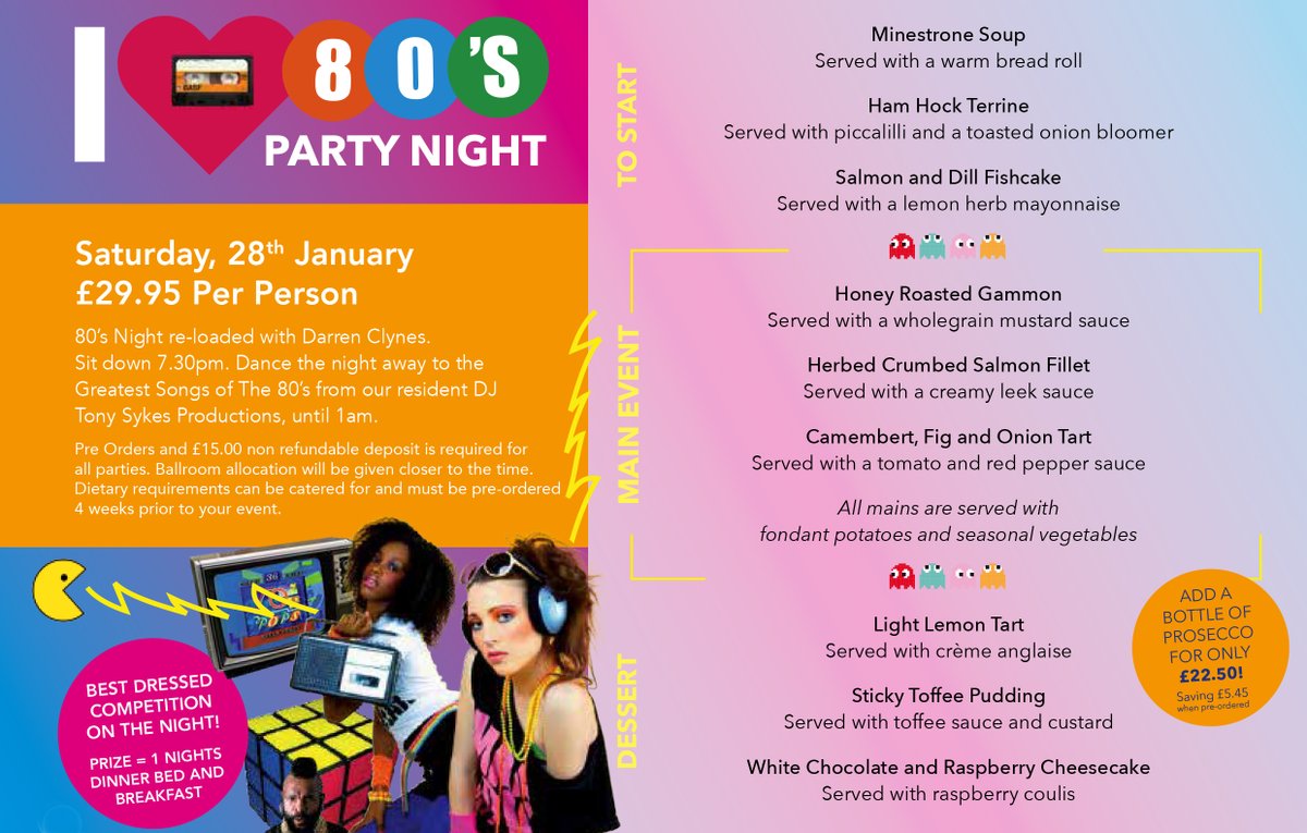 The Midland Hotel Bradford (@hotelmidland) on Twitter photo Beat the January blues. Join us on Sat 28 Jan for our 80s party night!
Enjoy a 3-course meal followed by Darren Clyne's 80s Night Reloaded act, then dance the night away with 80s tunes from our DJ.
Tickets £29.95pp
To book call 01274 735735 or events@midland-hotel-bradford.co.uk Beat the January blues. Join us on Sat 28 Jan for our 80s party night!
Enjoy a 3-course meal followed by Darren Clyne's 80s Night Reloaded act, then dance the night away with 80s tunes from our DJ.
Tickets £29.95pp
To book call 01274 735735 or events@midland-hotel-bradford.co.uk