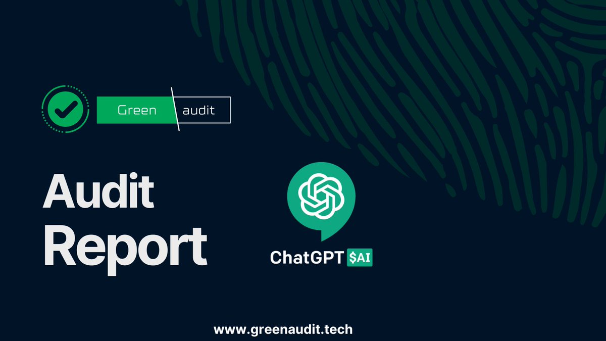 Dear community! ChatGPT @ChatGPT_ERC20
is audited and listed by ✅ Green Audit! 

🌎 Projects website:
chat-gpt.app

🔗 Audit link:
greenaudit.tech/audits/chat-gp…

👉🏻 More info:
GreenAudit.tech

#audit #report #crypto #greenaudit