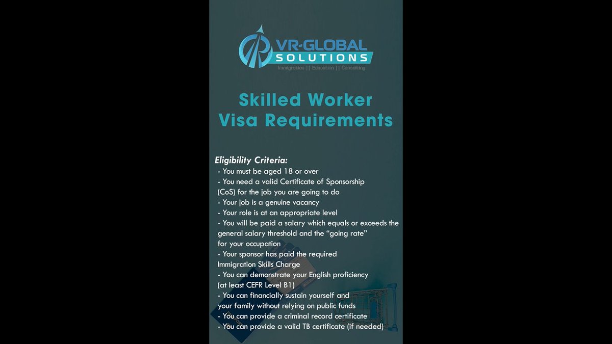 TeamVrGlobal's tweet photo. Employers may use the Skilled Worker visa to attract foreign nationals to work for their firm in a specific capacity. Here are the requirements for a skilled workers visa.
#reelsfb #immigration #overseascareer #overseas #VISA #reelsvideo #visaconsultants #vrglobal #immigrationn https://t.co/LXlTv1ssLS