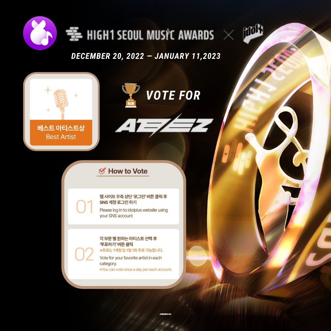 ATEEZ(에이티즈) Updates on Twitter "[📢] 32nd Seoul Music Awards x idolplus — Best Artist Vote for
