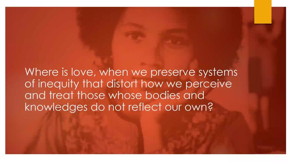 Bringing the power of love, capacity for growth &amp; community to unloving spaces. An uplifting and powerful keynote from @Muna_Abdi_Phd - a perfect opener to the Building Racial Literacy Programme Sharing the Learning Event. Thanks so much, Muna! #EDScotBRL #antiracist