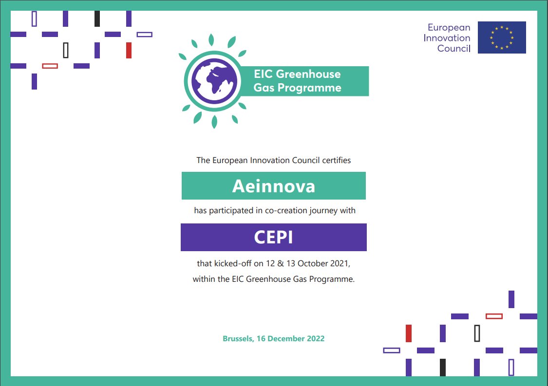 AEInnova has participated in a co-creation journey with Cepi certified by EIC (Energy Industries Council).
We had the opportunity to discuss innovative ideas to co-develop new products/services!

We continue to fight against climate change by giving speeches, joining programs...