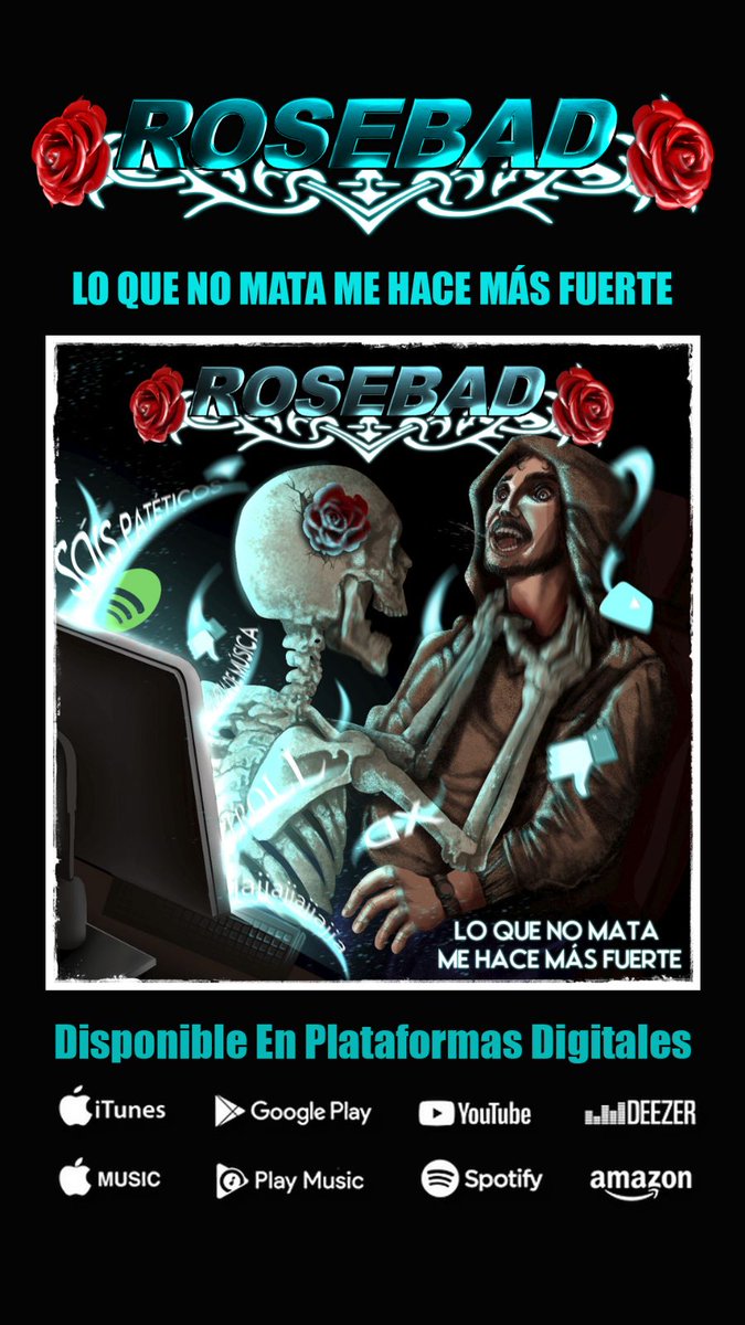 Recordar que desde ayer ya está disponible "Lo que no mata me hace más fuerte" en plataformas digitales.
También puedes hacerte con el CD físico por solo 10 euros (+gastos de envío) a rosebadruben@hotmail.com
Spotify: open.spotify.com/album/7kjhEVIL…
Youtube: youtube.com/playlist?list=…