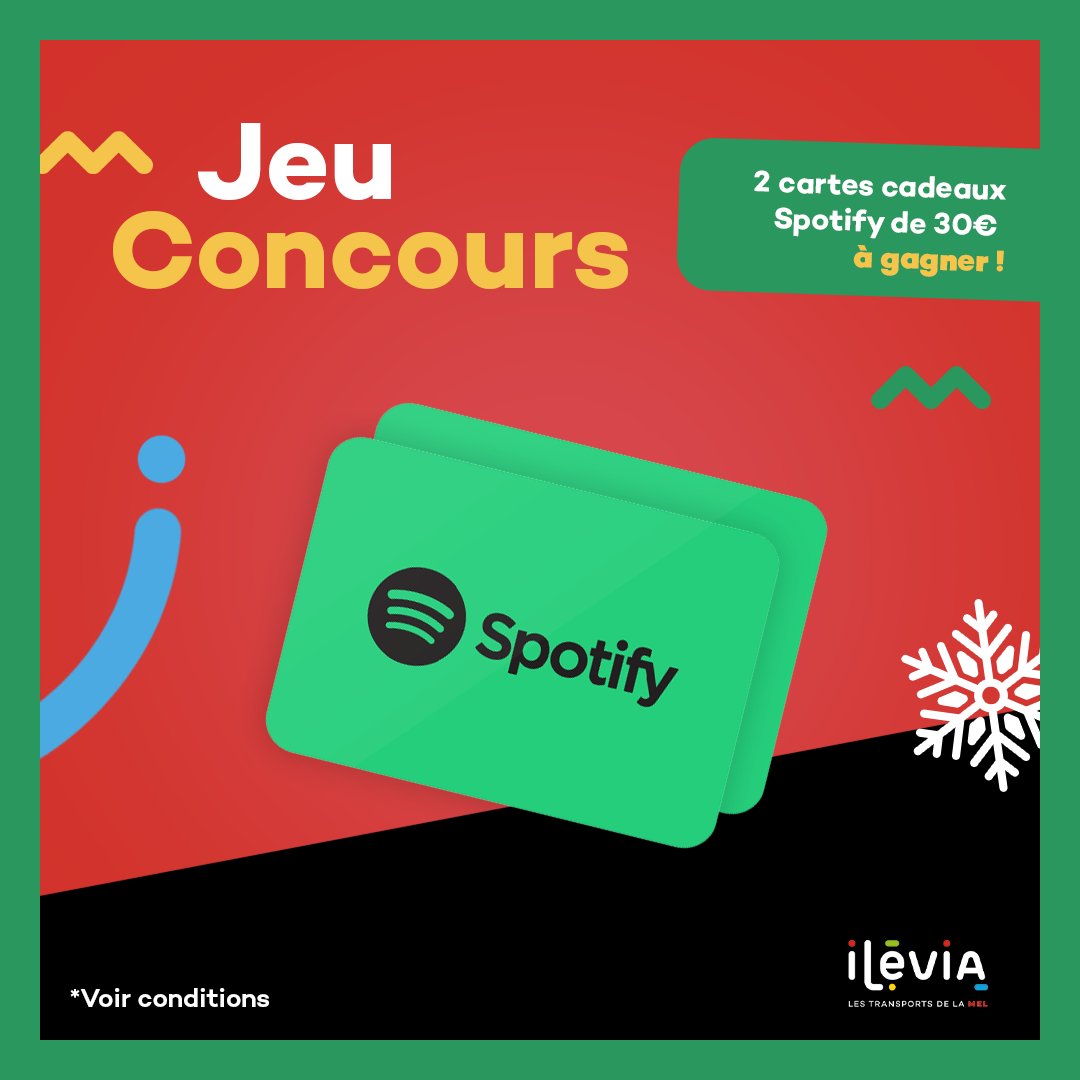 ilevia_actu's tweet photo. ✨ CONCOURS ✨

Remportez 2 cartes-cadeaux Spotify 🎧

Règles : RT + follow @ilevia_actu 

De nombreux concours sont à prévoir cette semaine !

Règlement du jeu concours dans notre Linktree

Bonne chance à tous ✨✨✨ https://t.co/eayyxWrVNX
