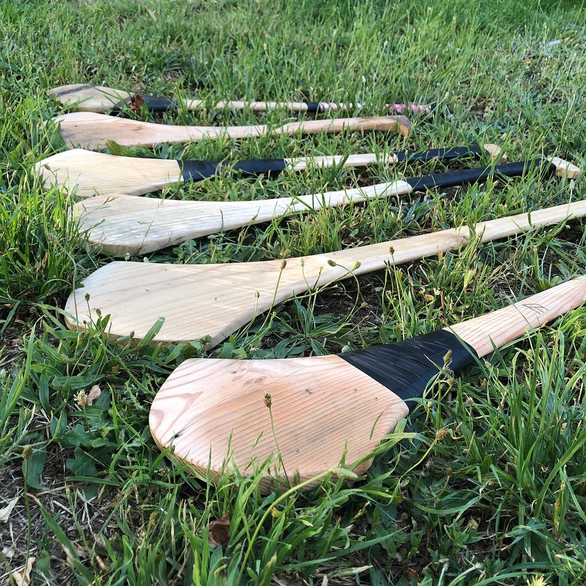 thejbse's tweet photo. Have been inspired here Down Under lately to make some DIY hurleys. Hoping to have a game with the family on Boxing Day here in the hills. Been enjoyable transforming these old pine and oregon planks into something fun! #GAA #Hurling #Hurleys https://t.co/vDoW7ivQFU