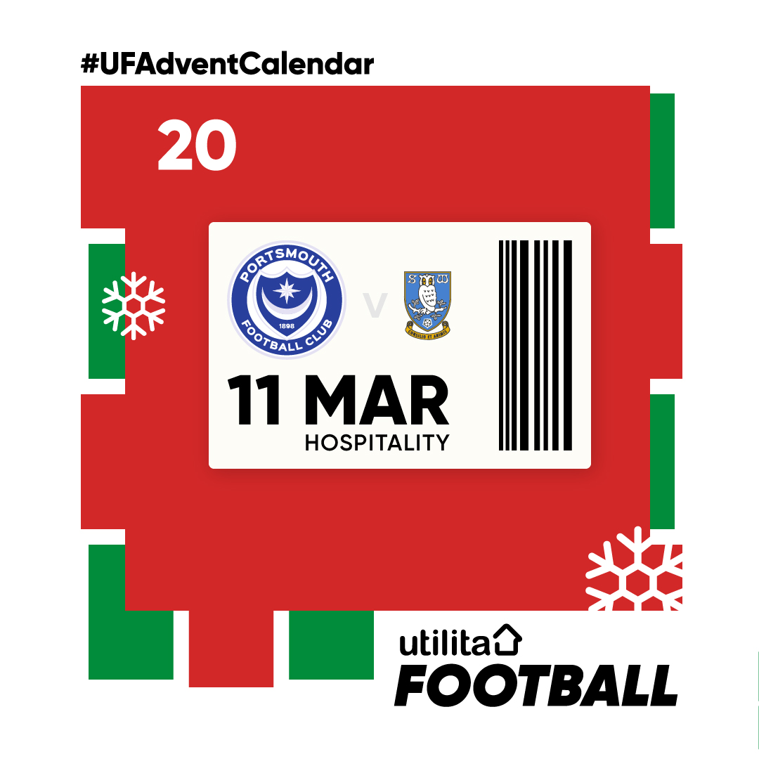 UtilitaFootball's tweet image. 🎁 𝐔𝐅 𝐀𝐝𝐯𝐞𝐧𝐭 𝐂𝐚𝐥𝐞𝐧𝐝𝐚𝐫 🎁

🎟️ Win x6 hospitality tickets to @Pompey vs Sheffield Wednesday!

RT, follow us and tag a mate for the chance to win - winners will be notified by DM

⌛ Entries close 10am December 21st

#UFAdventCalendar 📆 | #Pompey