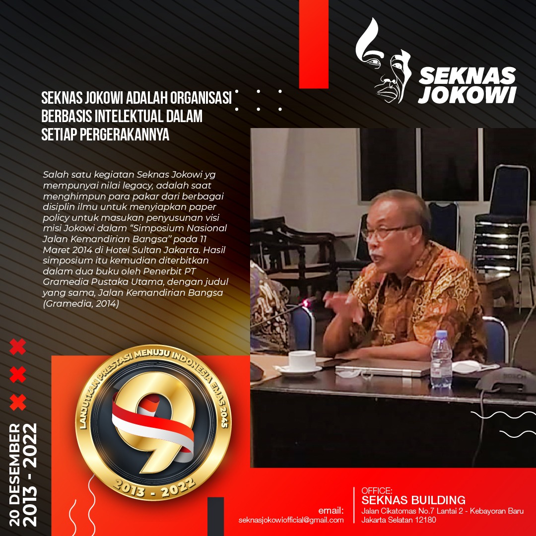 Mari bersama SEKNAS JOKOWI merupakan organisasi berbasis intelektual bersama wujudkan visi misi Jokowi dalam "Simposium Nasional Jalan Kemandirian Bangsa".
#ULTAHSEKNASJOKOWI