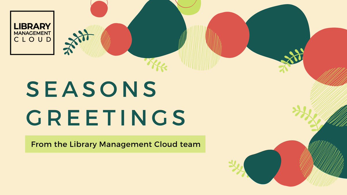 LibraryMC_ESS's tweet photo. Seasons Greetings from everyone at Library Management Cloud. 

Wishing all librarian staff an enjoyable festive period and a happy new year. 

We look forward to working with you in the new year! https://t.co/ZGGud26FVA