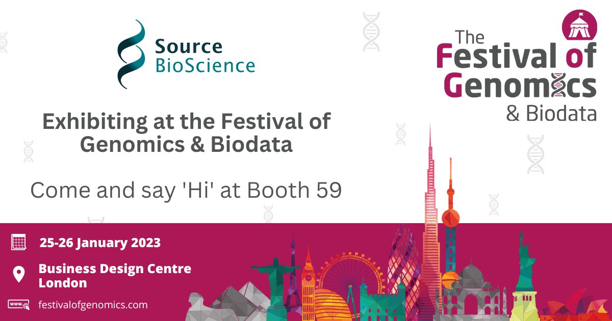 SourceBio's tweet photo. Come visit us next month at the Festival of Genomics &amp; Biodata on the 25-26th of January 2023 👋

Discover, meet, learn, have fun and celebrate at the largest genomics event in the UK.

Learn more here 👉 https://t.co/J6UmPZk2nS

#FoG2023 #Genomics #SourceBioScience https://t.co/VCNTytGafJ