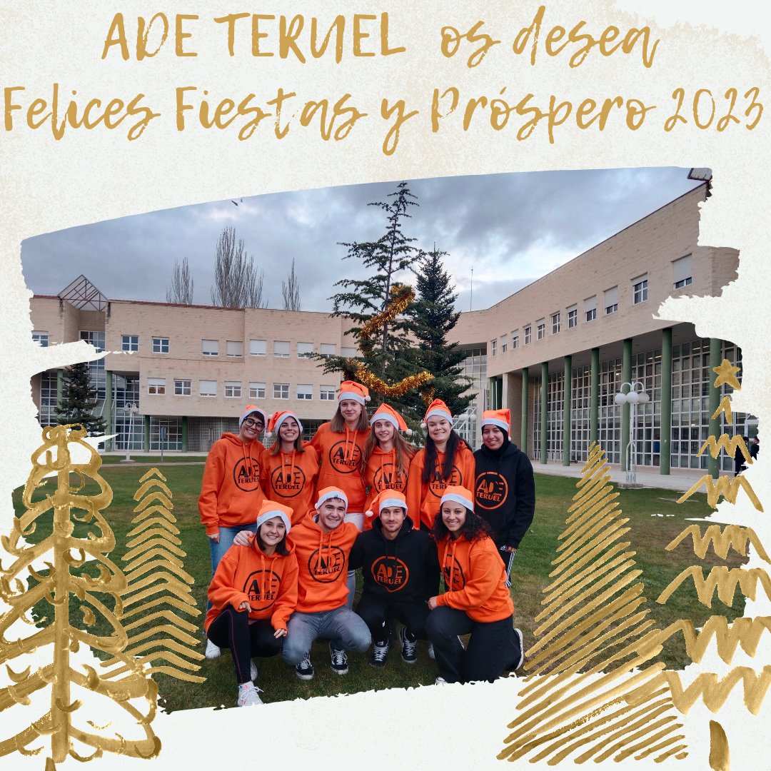Desde ADE Teruel queremos desearos que disfrutéis de unas agradables fiestas y que el 2023 cumpla vuestros mejores deseos. 
<a href="/fcsh_teruel/">FCSH Teruel</a> <a href="/unizar/">Universidad Zaragoza</a> #Teruel #ADETeruel #yoestudioADETeruel #happy2023