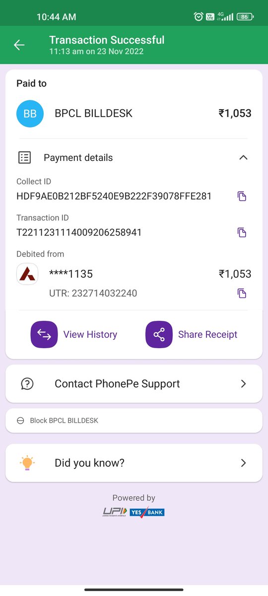 ssaifi09's tweet photo. @MoPNG_eSeva Rs-1053. 00 was paid through phonepe, the details of which I am sharing, BPCL people are saying that we have not received, and phonepe people are saying that the payment has been successful from our side, you are requested to return my money. to be done.
Mob. 9899673786 https://t.co/qmVMBy2Lqd