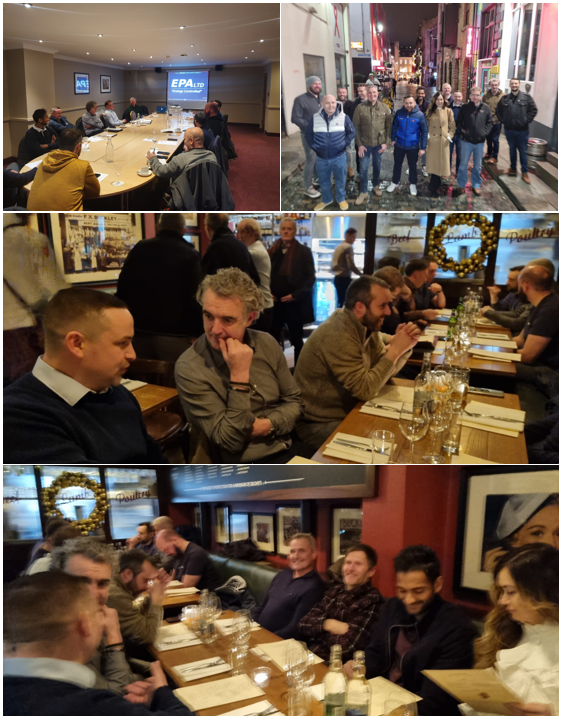 EPAnoticeboard's tweet photo. Following our engineers meeting last Friday we had a well-deserved Christmas night out with a meal and drinks. A great night was had by all that could attend. #energycontrolled https://t.co/rLSKChRnma https://t.co/BRrsAYzyqG