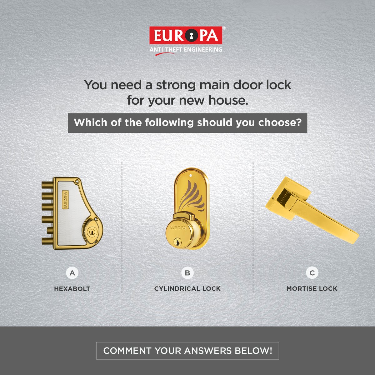 EuropaLocksnkey's tweet image. Which one do you think is the perfect choice for you? Comment your answers below!

#Europalocks #CylindricalLocks #Hexabolt #mortisehandle #mortiselock #strongestofall #strong #europalock #europa #strongmaindoor #maindoor