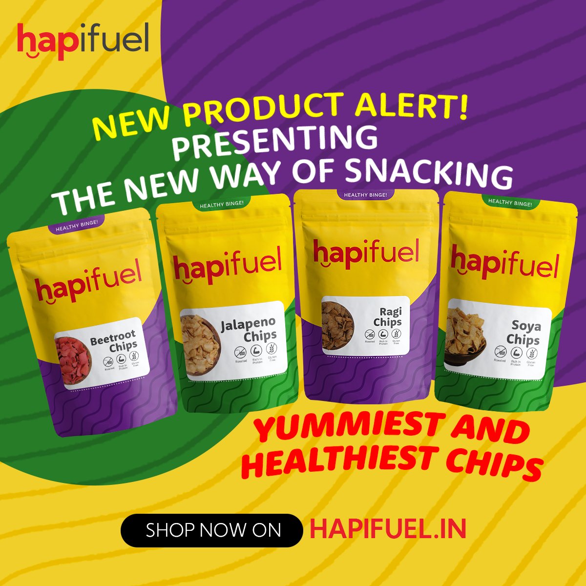 Hapifuel_Ent's tweet photo. 🥳 Introducing the yummiest and Healthiest chips. yes, you heard it right!🎉😍 Hapifuel's Beetroot Chips | Jalapeno Chips | Ragi Chips | Soya Chips. ✨ Shop Now: https://t.co/CfrBpWuoPS

#Hapifuel #newproduct #newproductalert #newproductlaunch https://t.co/xKCmdI3HZc