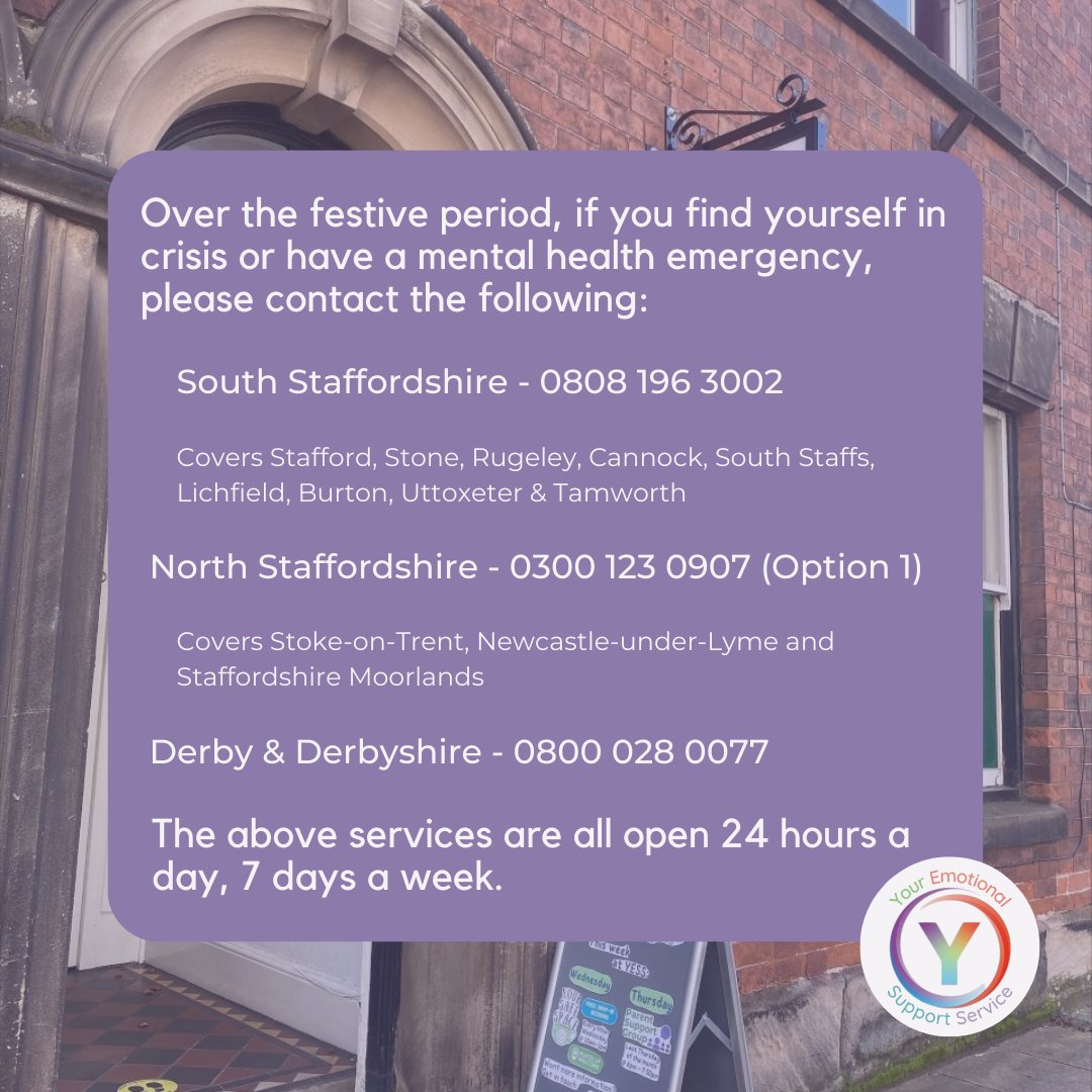 Over the festive period, if you find yourself in crisis or have a mental health emergency please refer to the following numbers to contact.