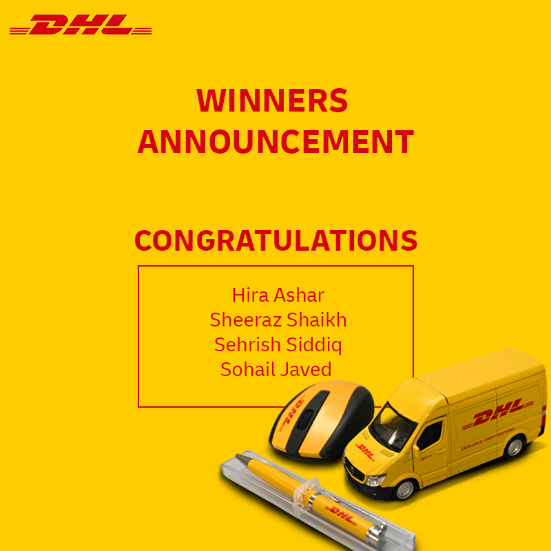 Congratulations to all the winners.
Kindly inbox us your contact details to get your giveaways.
#DHLexpressPakistan #giveaway