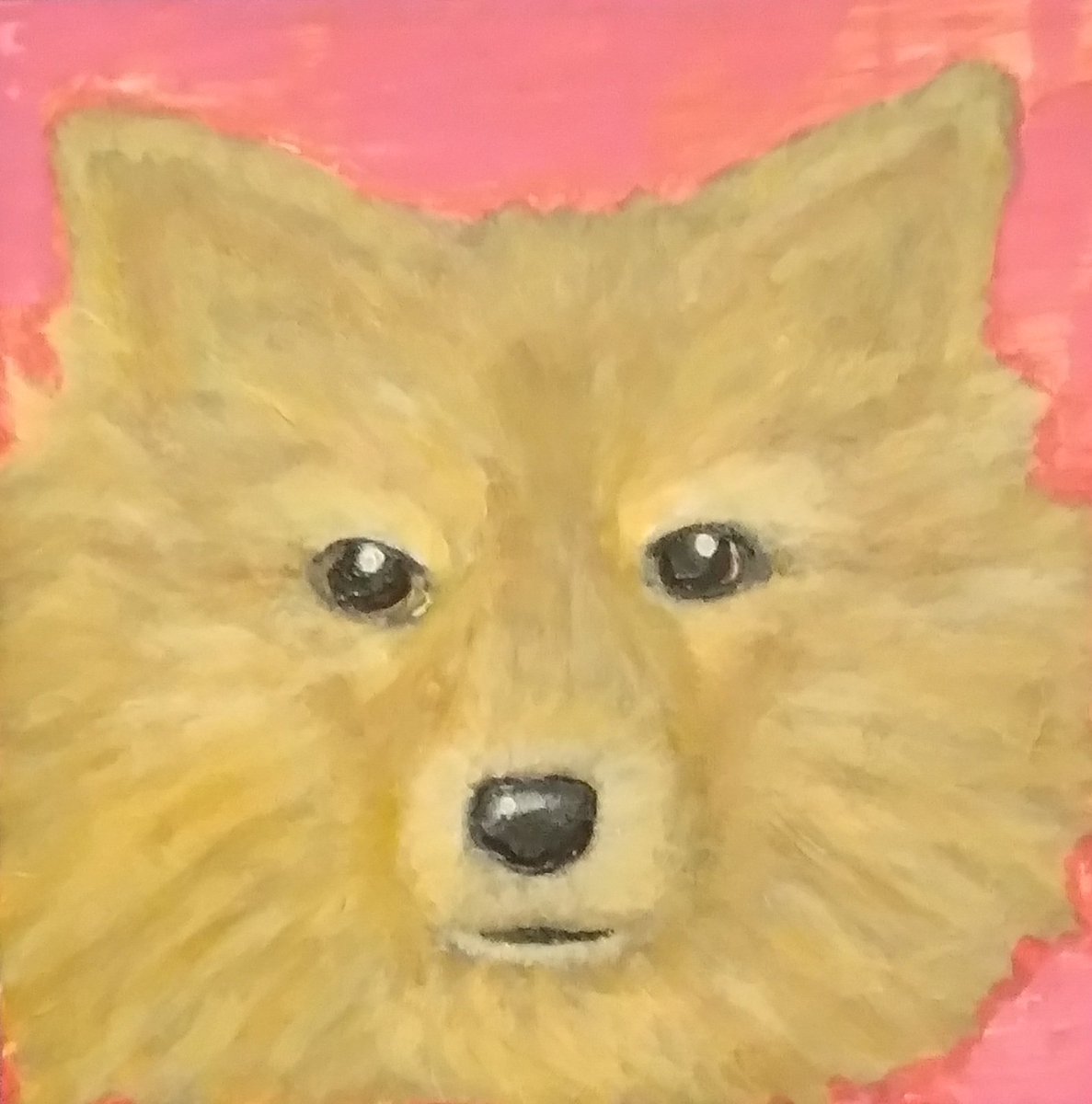 777philippa's tweet photo. Rusty the dog...mixed media painted on a ceramic tile... https://t.co/7kdwPTwRqA