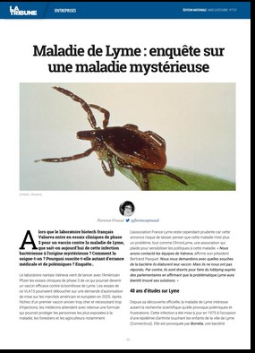 Une maladie encore un peu mystérieuse avec des formes longues difficiles à soigner... Avant Covid, il y a les secrets Lyme. Dans la Tribune aujourd'hui. <a href="/LaTribune/">La Tribune</a>