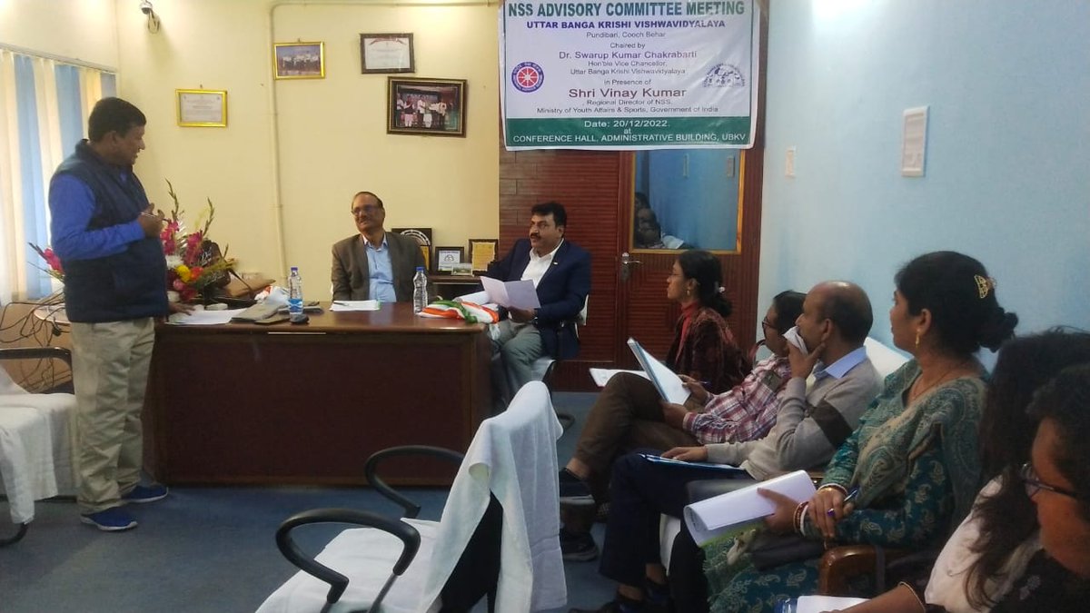 rdnss_kolkata's tweet photo. The NSS Cell of UBKV organised University level Advisory committee meeting in presence of Mr Vinay Kumar, Regional Director @_NSSIndia @ianuragthakur @NisithPramanik @pankajsinghips @pibyas @YASMinistry https://t.co/X6GtL2umjb