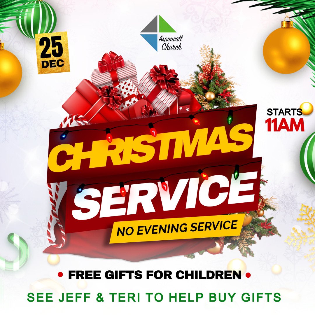 AspinwallChurch's tweet photo. Celebrate Jesus with us! Sunday service at 11 am. Every child in attendance receives a gift. #AspinwallChurch #christmas #jesus #birthday #gifts #cleveland #cle #clegram https://t.co/uWvXuTPNmL