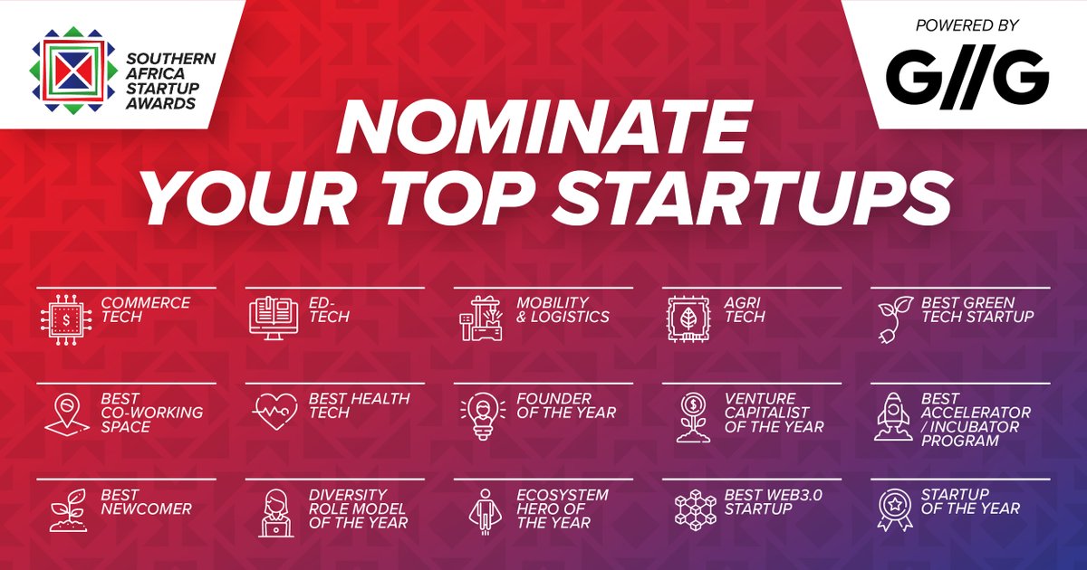 NOMINATIONS ARE OPEN! After a successful 2021/22 season, <a href="/GIIGAfrica/">Global Innovation Initiative Group</a> is ready to find, fund &amp; grow the next round of innovative start-ups and you could be next!
Nominate your region's leading innovators for the African Startup Awards by visiting globalstartupawardsafrica.com