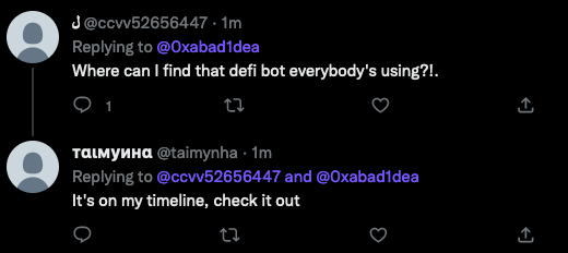apaleslimghost's tweet photo. @0xabad1dea nice of the bots to demonstrate it for us https://t.co/ow9k3wy5xH