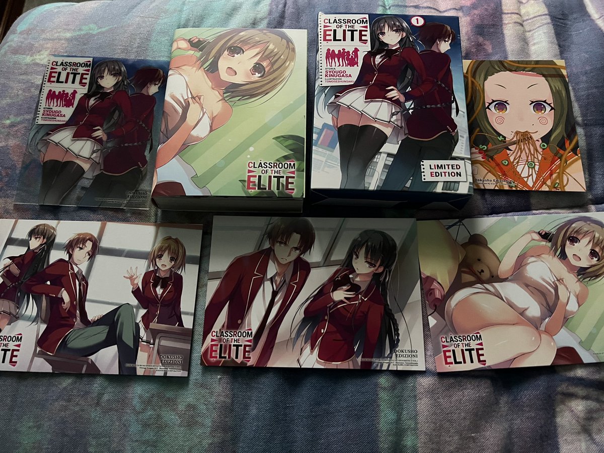 DarkVerdict85's tweet photo. CLASSROOM OF THE ELITE OFFICIAL ITALIAN EDITION 

I still can’t believe it, but I also have one copy now ❤️

Pretty cute special edition of volume one with a mini box and 5 special illustrations https://t.co/XoehltL5P6