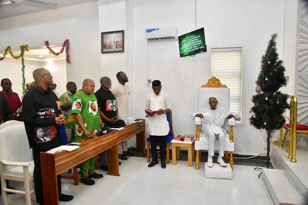 Visiting His Eminence, Dr Sunday Mbang CON, in Akwa Ibom. Grateful for the wise counsel and prayers. -PO