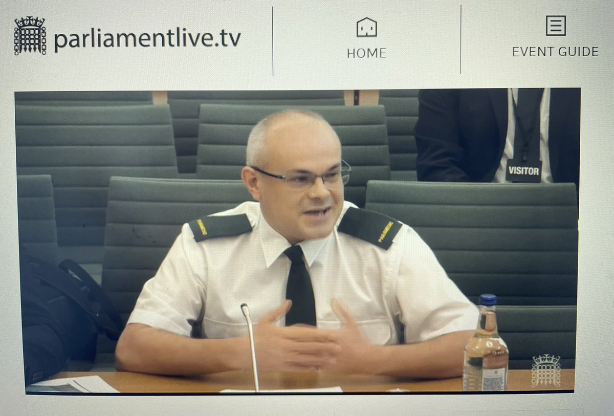 President @ParamedicsUK Dr John Martin @consultantpara talking to the Health & Social Care Committee about the challenges currently facing the #ambulance sector & articulating the impact of #MoralInjury upon staff. 

#paramedic #ParaHealth