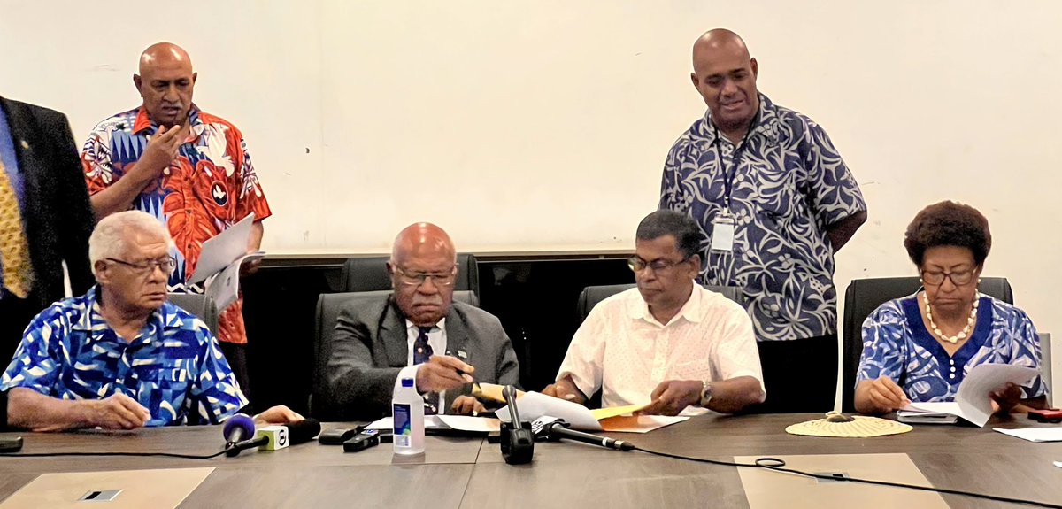 nfpfiji's tweet photo. The historic moment - forming the new government @alliancefj @nfpfiji @SODELPAHQFiji https://t.co/yQxSuLwCWq