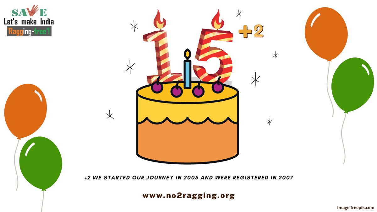 No2Ragging's tweet photo. We turned 15. 🎂

#no2ragging #RaggingFreeIndia https://t.co/HTAJDNpqe8