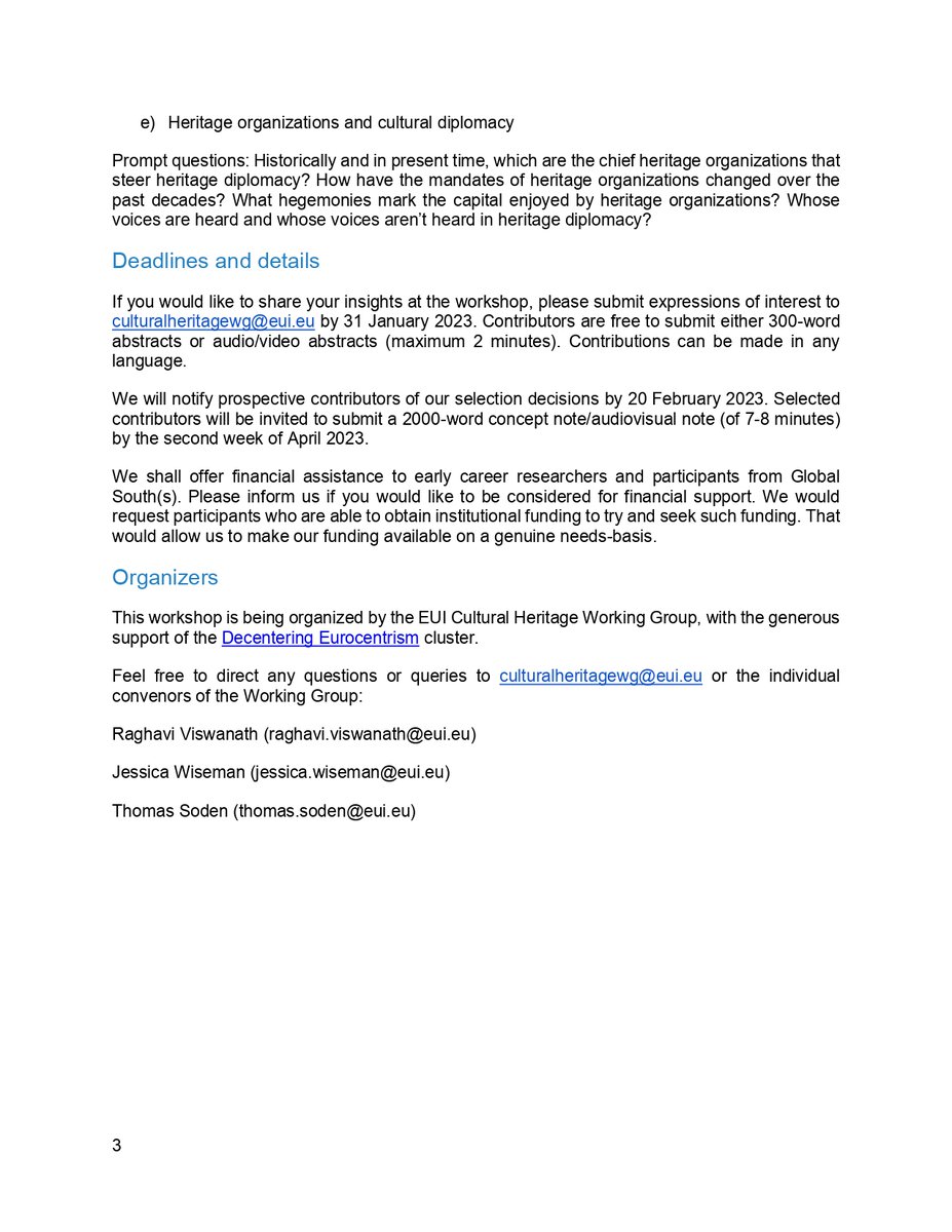 EUI Cultural Heritage Working Group tweet media