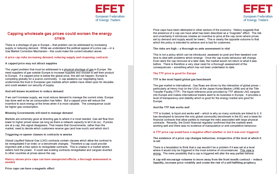 LionHirth's tweet photo. Gas price cap
Take 5 mins and read the 3-page EFET position paper. It's worth it.
https://t.co/nmrGWLrdyu https://t.co/8RGMu5bIpR