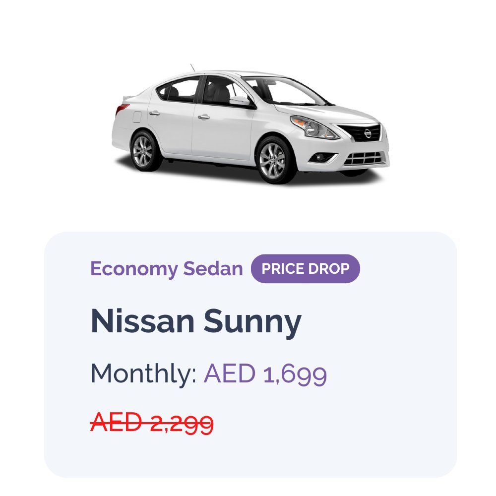 eZhire's tweet photo. Huge price drop alert! 🚨 Toyota Yaris, Suzuki Ciaz, and Nissan Sunny are now available for as low as AED 1,699 per month. Don't miss out on this limited time offer! 🚗
#PriceDrop #CarRental #UAE #eZhire #FreedomSimplified https://t.co/1LXpeGKNls