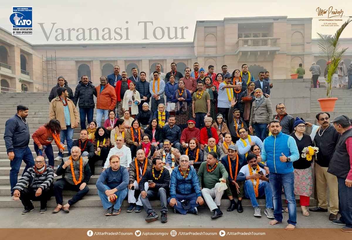 uptourismgov's tweet photo. On the second day of the Post Convention #Tour of #IATO, the delegates and invitees visited the holy city of #Varanasi, and revelled in full sanctity.

#IATO #IATOTourInUP #VisitUP #InvestInUP #Tourism #TourismInUP #RethinkTourism #TourOperators #UPNahiDekhaTohIndiaNahiDekha https://t.co/owlhGKwLap