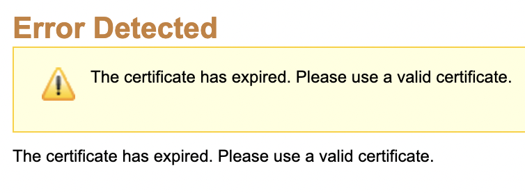 behrtam's tweet photo. @gregyoung when I try to purchase your online course (https://t.co/tvOAtY8gs5) I run into "The certificate has expired." https://t.co/pyZHtUF5th