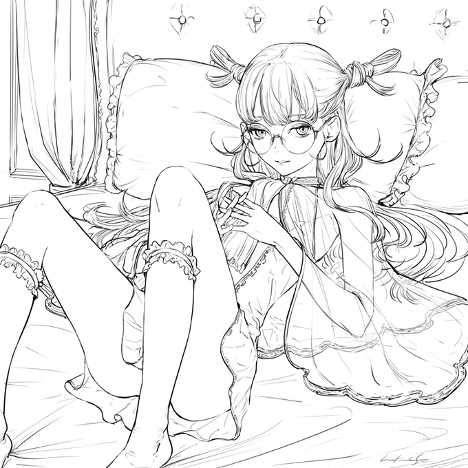 寝そべっている女の子 