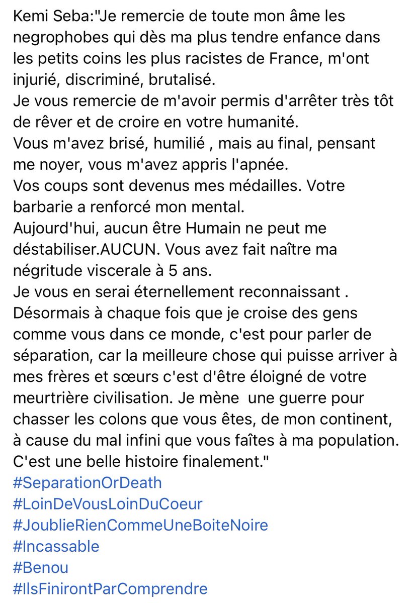 KemiSeba1's tweet photo. Merci aux negrophobes. C’est en partie grâce à vous que ce combat contre votre néocolonialisme a lieu .🙏🏾✊🏾✊🏾✊🏾
#AfricaFreeOrDeath https://t.co/gbGPAg4mGJ