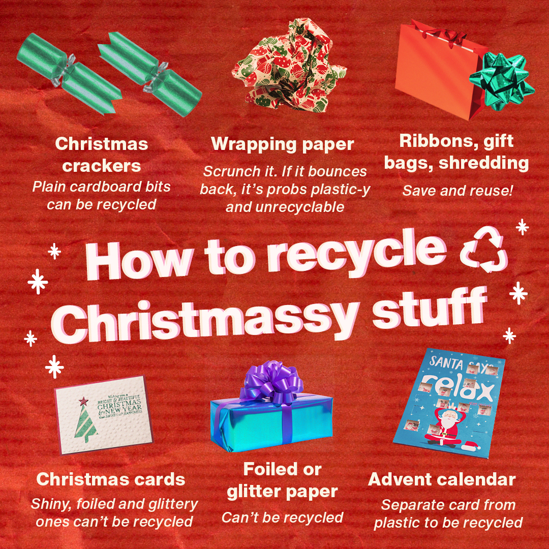 Do you wish-cycle your (Christ)mess? ♻️ Once the big day is over, do you #recycle things with the best intention, but without really knowing if it's right? 🙈 If in doubt, leave it out, as contaminated collections cause problems. Check out the most common Christmas culprits: