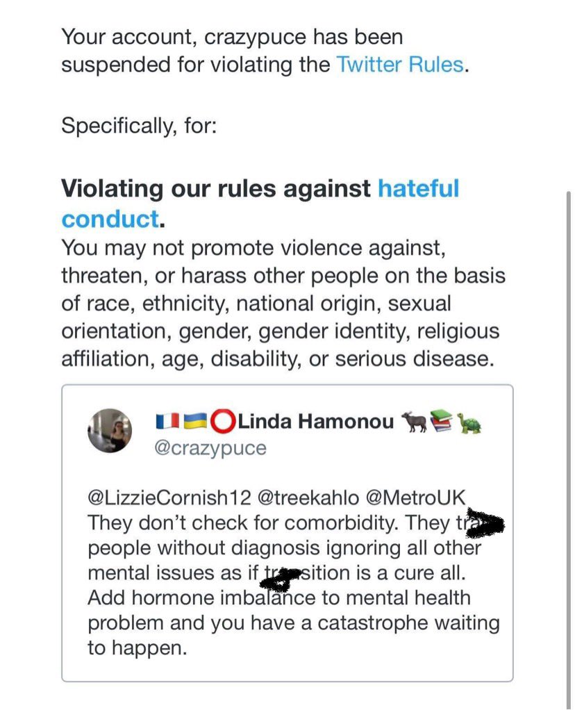 Terf_and_Surf's tweet photo. Hello just to let you know @crazypuce had been permanently suspended @SamBarber1910 I thought freedom of speech was your number one concern @elonmusk? #TwitterHatesWomen https://t.co/m8tJsCJHrE
