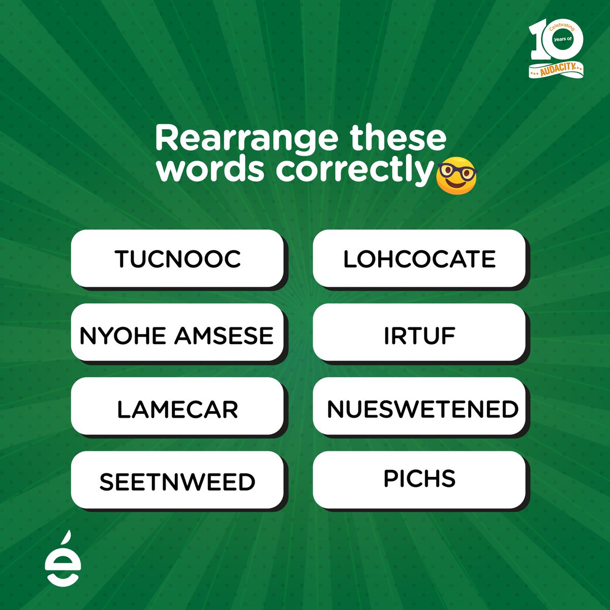 ReelFruit's tweet photo. We are closer than ever.😁Five days left to Christmas🥳
Let’s see how well you know words common to our brand☺️.
The first three winners stand a chance to win a free package🎁
T&C applies.
#10yearsofaudacity #10yearsanniversary #tastethedelight #healthysnacks #12DTC https://t.co/19JvyDFVXL