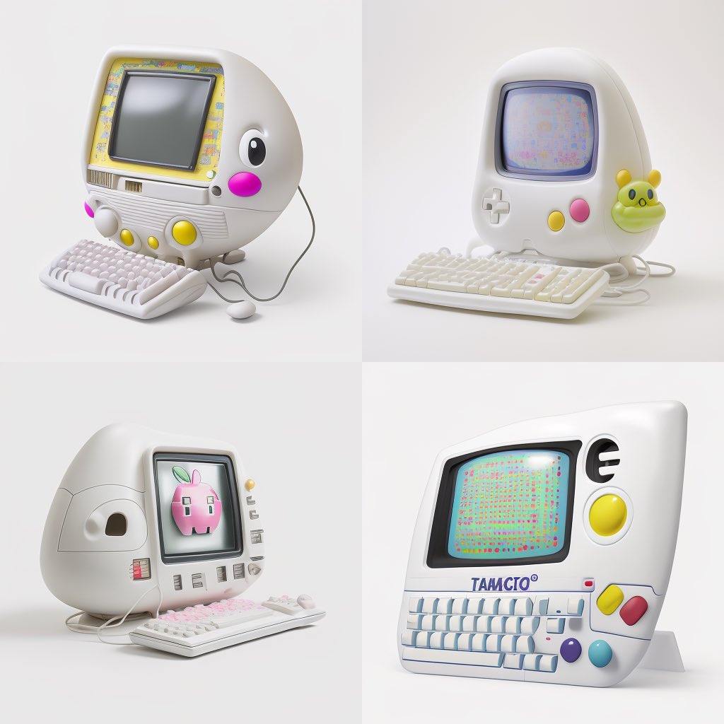 jonashoffmann's tweet photo. Started playing around with #midjourney during a long train ride. (Inspired by https://t.co/L7zidlEsGf) it's quite fun to imagine alternative 90s tech toys #aiart https://t.co/OGkpkq5plK