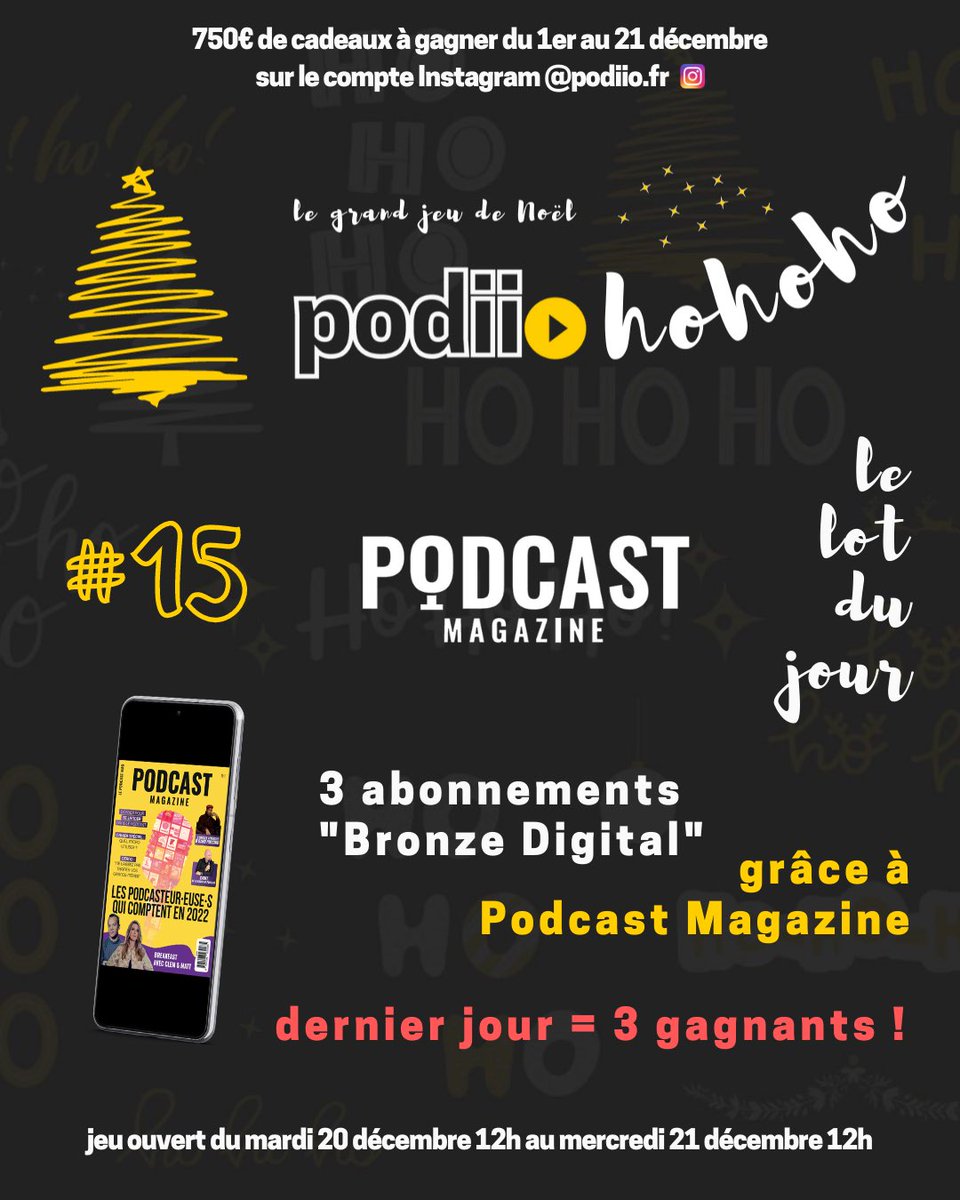 podiio_'s tweet image. Vous avez été nombreux à jouer et gagner 👏

⚠️ C’est le dernier jour pour gagner sur notre compte Instagram avant mercredi 12h 🎁

Pas 1, pas 2 mais 3 abonnements pour @lepodcastmag ! 🎙️

Par ici 👉 instagram.com/p/CmYyX1Jr3eP/…