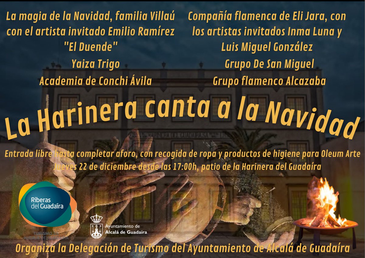 El jueves 22 a las 17h te esperamos en la Harinera de Alcalá de Guadaíra para pasar una tarde navideña y llena de música. 

¡No te lo pierdas!