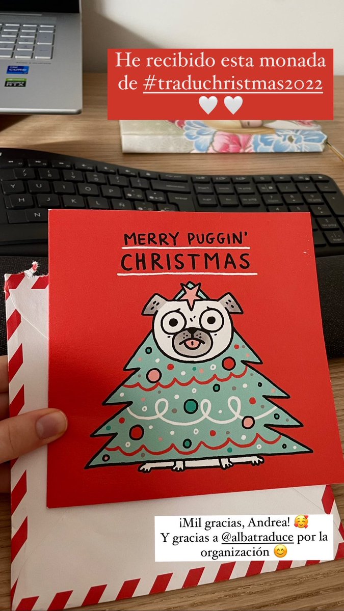 ¡Ya he recibido mi #Traduchristmas2022 😊!
Muchas gracias, <a href="/traduandrea/">Andrea Fernández</a>. Me ha encantado. 🥰🥰