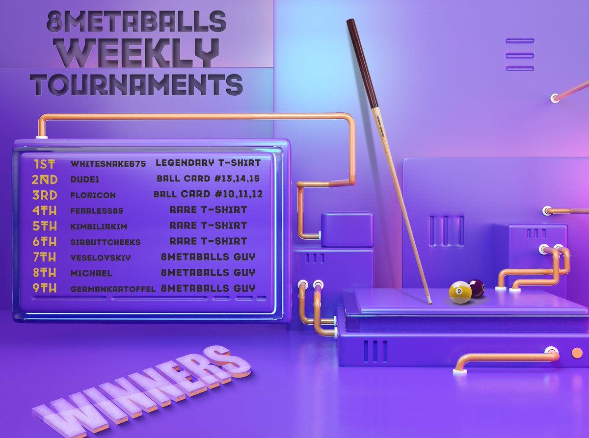 8Metaballs's tweet photo. WEEK 20
🎱 All Rewards Have Been Sent 🎱
#decentraland #p2e #pool #billiard https://t.co/So8oz7v1b4