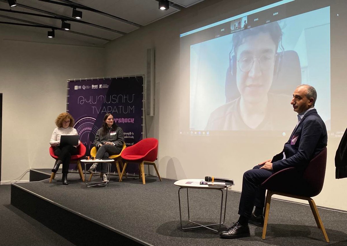 MediaIC's tweet photo. ՊԱՏՈՒՄ 1․  
Հակամարտությունների լուսաբանում։ Լեռնային Ղարաբաղից մինչև Ուկրաինա  

#Tvapatumaftershock22 https://t.co/QvSmEyPEmo