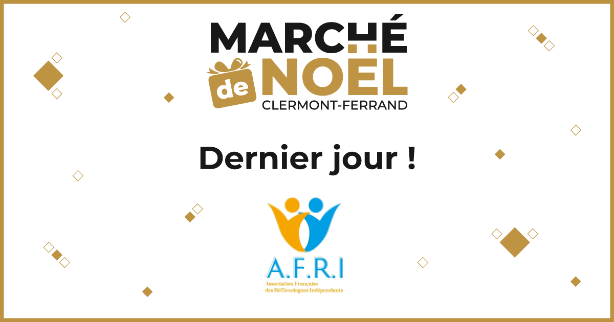 ⏳ C'est le dernier jour de présence des réflexologues de l'Association Française des Réflexologues Indépendants ! C'est le moment ou jamais de vous accorder un petit moment de détente entre leurs mains 💆

#marchedenoelclermont #noelaclermont