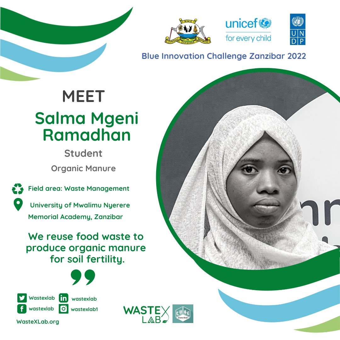 Blue Innovation Challenge (@wastexlab) on Twitter photo Meet Salma Mgeni Ramadhan , a founder of `Organic Manure` company based in Pemba #Zanzibar.
She is one of the 40 shortlisted innovators of <a href="/wastexlab/">Blue Innovation Challenge</a>
Salma and her team reuse food waste to produce organic manure for soil fertility. Meet Salma Mgeni Ramadhan , a founder of `Organic Manure` company based in Pemba #Zanzibar.
She is one of the 40 shortlisted innovators of <a href="/wastexlab/">Blue Innovation Challenge</a>
Salma and her team reuse food waste to produce organic manure for soil fertility.