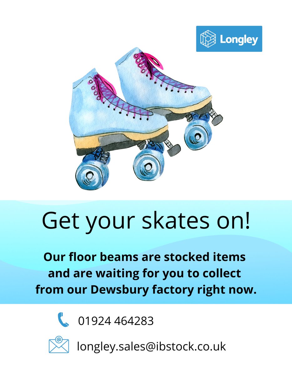 You better get your skates on! Our floor beams are stocked items and are waiting for you to collect from our Dewsbury factory right now!
📞 01924 464283
✉️ longley.sales@ibstock.co.uk.  
💻 ow.ly/CQgN50M86cr

#concretefloors #insulatedfloor #collection #attheheartofbuilding